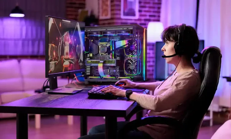 Gaming PC setup showing performance optimization, FPS boost, and system settings for smooth gameplay